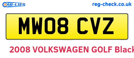 MW08CVZ are the vehicle registration plates.