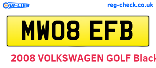MW08EFB are the vehicle registration plates.