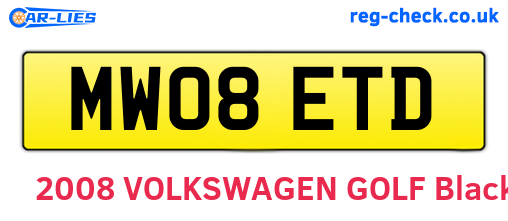 MW08ETD are the vehicle registration plates.