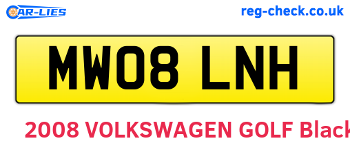 MW08LNH are the vehicle registration plates.