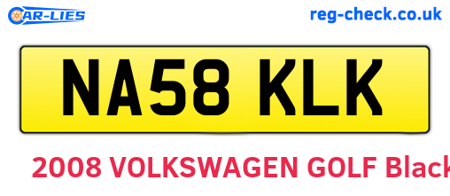 NA58KLK are the vehicle registration plates.