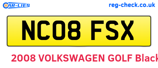 NC08FSX are the vehicle registration plates.