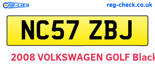 NC57ZBJ are the vehicle registration plates.