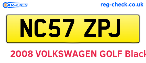NC57ZPJ are the vehicle registration plates.