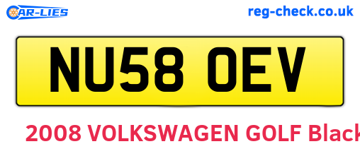 NU58OEV are the vehicle registration plates.