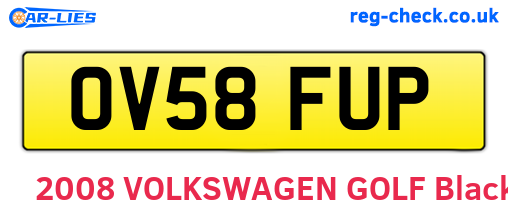 OV58FUP are the vehicle registration plates.