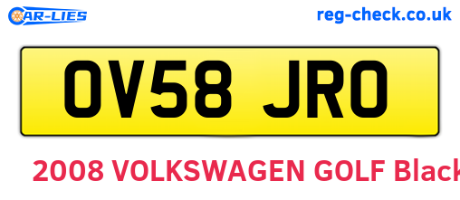 OV58JRO are the vehicle registration plates.