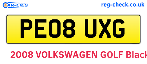 PE08UXG are the vehicle registration plates.