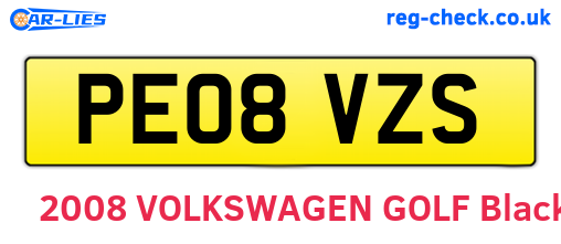 PE08VZS are the vehicle registration plates.