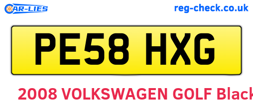 PE58HXG are the vehicle registration plates.