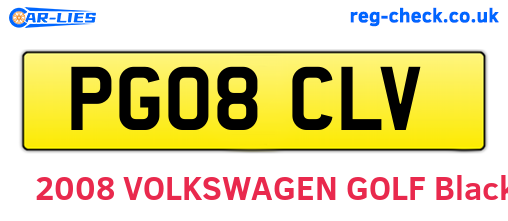 PG08CLV are the vehicle registration plates.