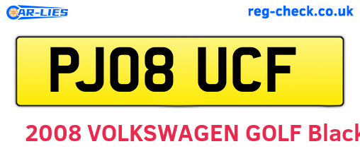 PJ08UCF are the vehicle registration plates.