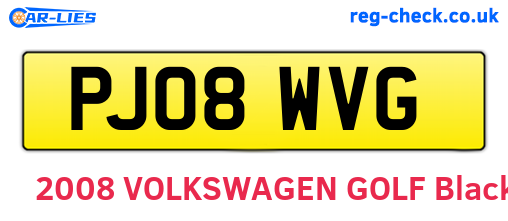 PJ08WVG are the vehicle registration plates.