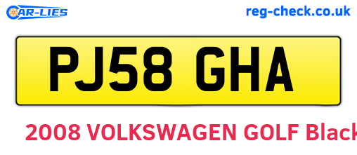 PJ58GHA are the vehicle registration plates.