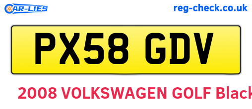 PX58GDV are the vehicle registration plates.