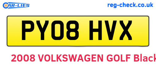 PY08HVX are the vehicle registration plates.