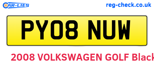 PY08NUW are the vehicle registration plates.