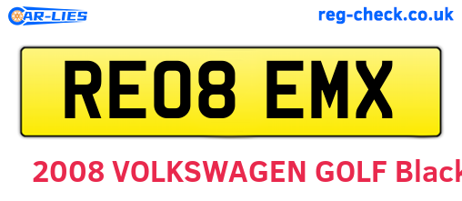RE08EMX are the vehicle registration plates.