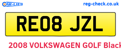 RE08JZL are the vehicle registration plates.