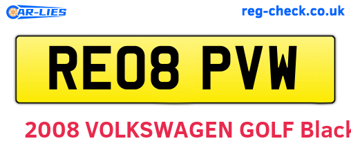 RE08PVW are the vehicle registration plates.