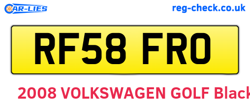 RF58FRO are the vehicle registration plates.