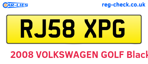 RJ58XPG are the vehicle registration plates.
