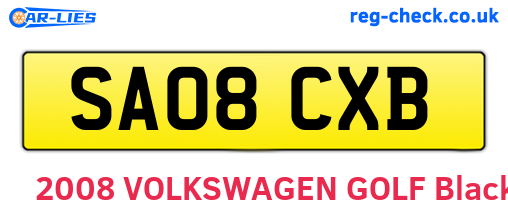 SA08CXB are the vehicle registration plates.