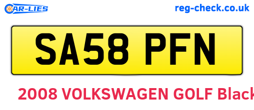 SA58PFN are the vehicle registration plates.