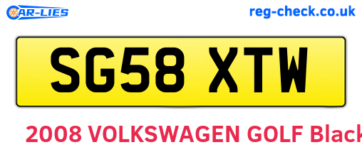 SG58XTW are the vehicle registration plates.