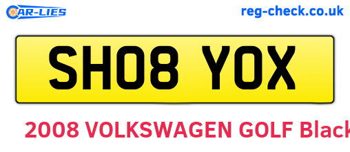SH08YOX are the vehicle registration plates.