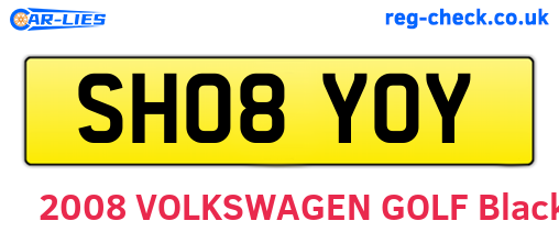 SH08YOY are the vehicle registration plates.