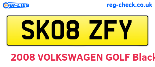 SK08ZFY are the vehicle registration plates.