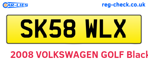 SK58WLX are the vehicle registration plates.