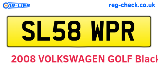SL58WPR are the vehicle registration plates.