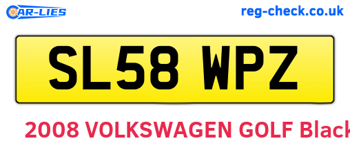 SL58WPZ are the vehicle registration plates.