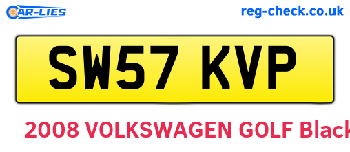 SW57KVP are the vehicle registration plates.