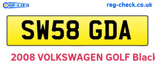 SW58GDA are the vehicle registration plates.