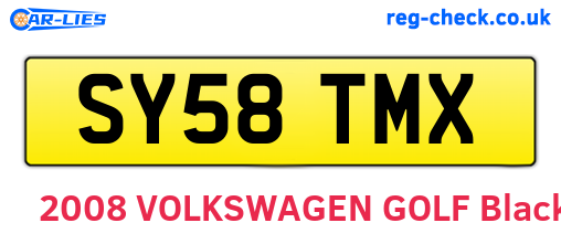SY58TMX are the vehicle registration plates.