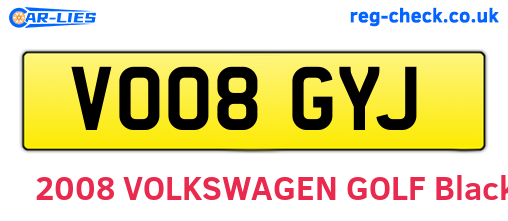 VO08GYJ are the vehicle registration plates.