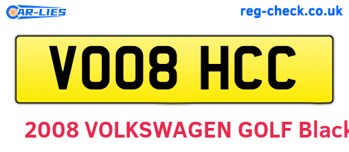 VO08HCC are the vehicle registration plates.