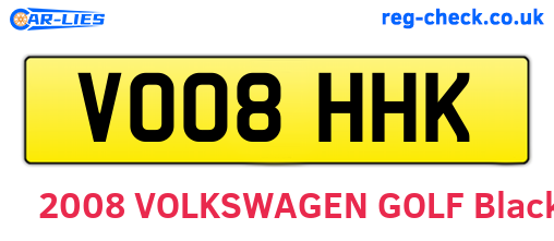 VO08HHK are the vehicle registration plates.