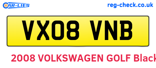 VX08VNB are the vehicle registration plates.