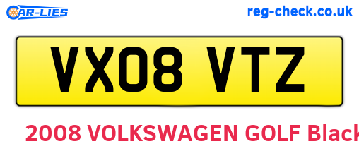 VX08VTZ are the vehicle registration plates.