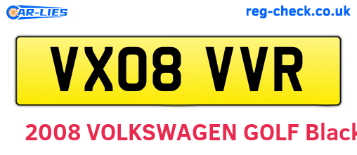 VX08VVR are the vehicle registration plates.