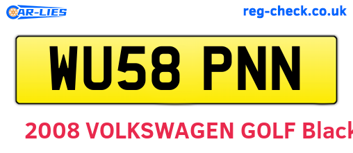 WU58PNN are the vehicle registration plates.
