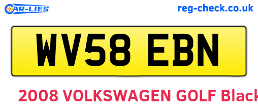 WV58EBN are the vehicle registration plates.