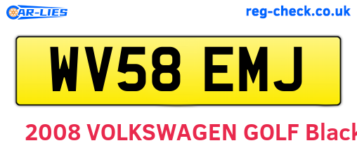 WV58EMJ are the vehicle registration plates.