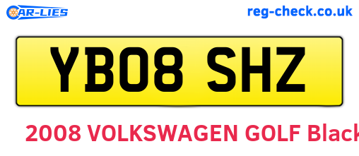 YB08SHZ are the vehicle registration plates.