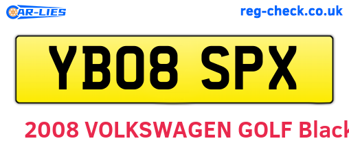 YB08SPX are the vehicle registration plates.