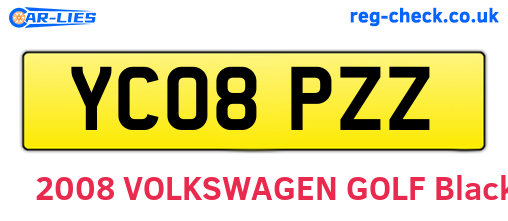YC08PZZ are the vehicle registration plates.
